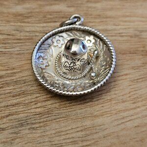 Vintage Taxco Mexico Sterling Silver Sombrero Hat Charm with Eagle